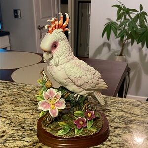 Andrea By Sadek Cockatoo Figurine with Pink and Green Accents